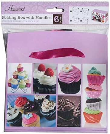 Подаръчен пакет за кексчета (6 опаковки) – Сгъваеми опаковки за предложения с ленточными дръжки за детската