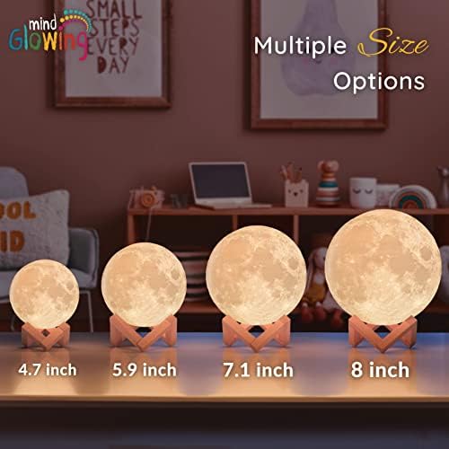 Сиянието от ума лунна лампа - 3D Лунен лека нощ за детски спални - 16 цветни led лунни балони за космически декор - Вълшебен