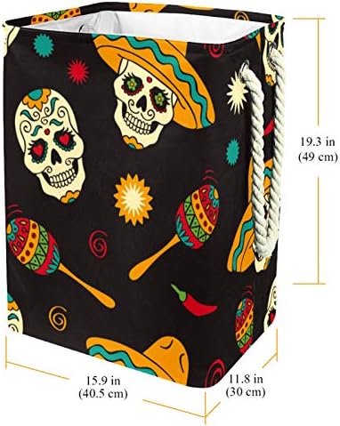 Количка за бельо Дизайн на Мексиканския Захарен Череп Сгъваема Кошница за съхранение на бельо с Дръжки Подвижни