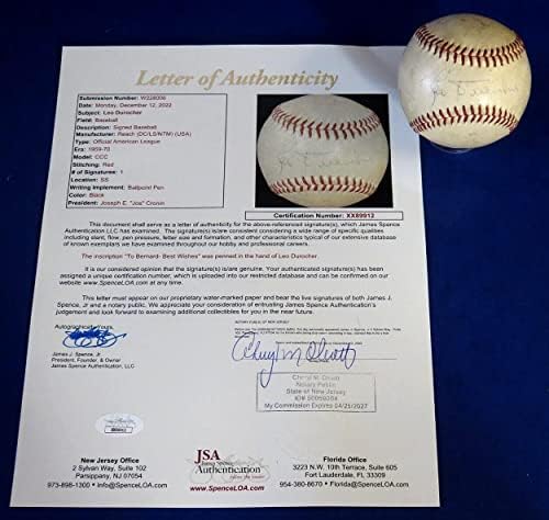 Лео Дюроче подписа договор с Ron Baseball ~ Jsa Coa - Бейзболни топки с автографи