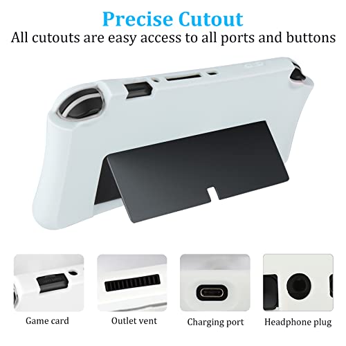 Защитен силиконов калъф за модели на Nintendo Switch OLED дисплей, който поддържа раскладывающуюся стойка Switch OLED. Калъф за улавяне с амортизация и защита от драскотини (Бял)
