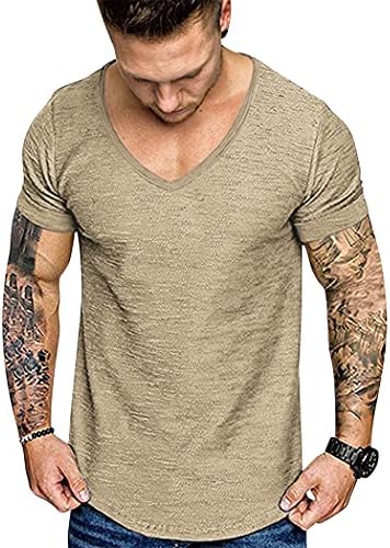 COOFANDY Мъжка Тениска с V-образно деколте Muscle от 2 Опаковки, Приталенная Тениска За тренировки Във фитнеса С Къс Ръкав