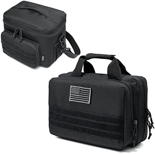 Чанта DBTAC Range Soft Bag Pistol Case XS (черна) + Тактически чанта за обяд (черно), Издръжлив Материал, регулируема презрамка, мултифункционален дизайн