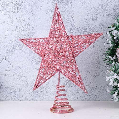 SEWACC Коледен Декор 25 см Коледна Звезда Коледа Topper Декоративно Пенливи Дърво-Звезда Желязна Звезда Форма на Коледа Topper Украсата на Коледно Украшение () Звезден Декор