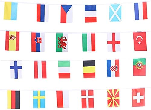 Zzple Европейската табела с много големи знамена 45x30 см - на Всички команди на футболното първенство на Европа през