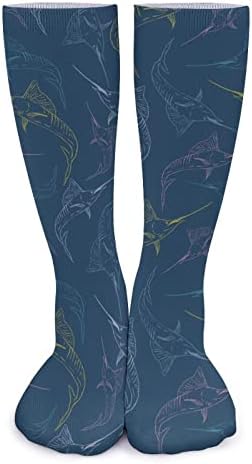 Дебели Чорапи С Шарките на Рибата-Меч WEEDKEYCAT, Нестандартен, Забавен Графичен Принт, Ежедневни Чорапи със Средна дължина,