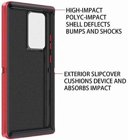 Калъф I-HONVA за Galaxy Note 20 устойчив на удари 3 в 1 За пълна защита на тялото [Без защитно фолио за екрана] Трайни сверхпрочный калъф Samsung Galaxy Note 20 5G 6,7 инча, червено /черно