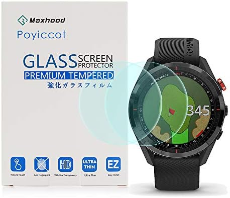 Poyiccot е Съвместим със защитно фолио Garmin Approach S62, Защитен слой от закалено стъкло с висока разделителна способност 9H 0,3 мм 2.5 D за часа S62, 2 опаковки
