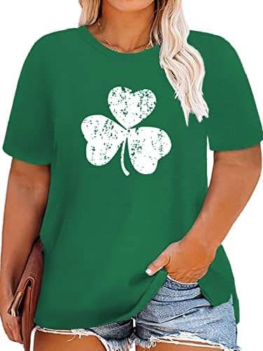 Жените риза VISLILY размера на Плюс от St-Patricks-Day, Блузи с къс ръкав и V-Образно деколте, Ежедневни Летни Туники, Тениски XL-4XL