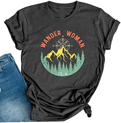 Wander/ Дамски Тениска За Планински Къмпинг, Летни Тениски За Почивка В Кампаниите, За Момичета, Забавни Тениски За Горски