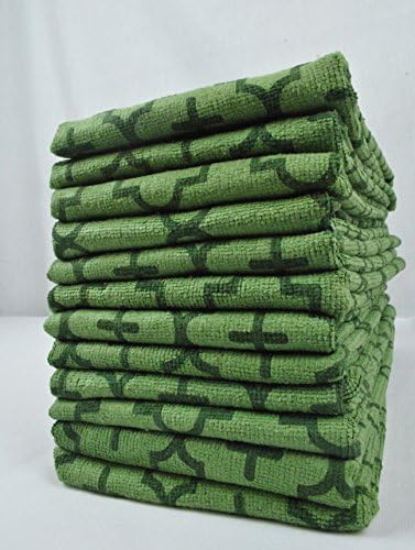 Кърпи за почистване от микрофибър DII Bulk Pack, 16, 24 инча, Маслинено-зелена решетка, Комплект от 12