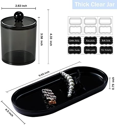 Комплект за баня с притежателя на Qtip и тава (4 бр) - 3 опаковки от Акрилна пластмаса аптека Бутилки, Туба-опаковка