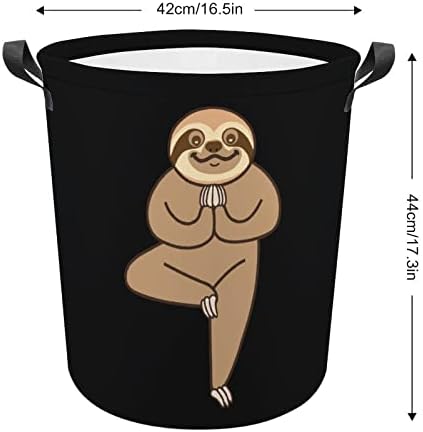 Кошници за бельо Yoga Sloth с Дръжки, Водоустойчив Сгъваема Кръгла Кошница За Дрехи, Органайзер За Съхранение