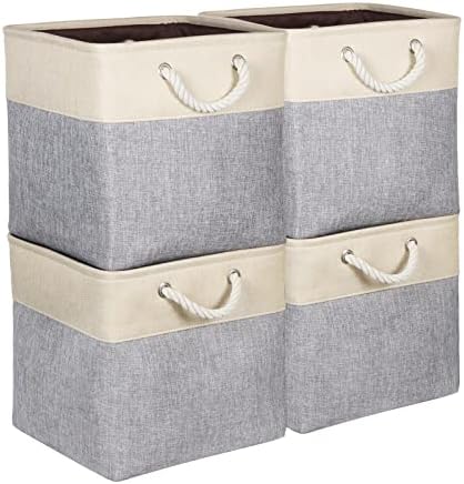 Органайзер за съхранение на Kntiwiwo Cube 13 x 13 Тъканни Кутии за съхранение на рафт, Сгъваеми Кутии за съхранение