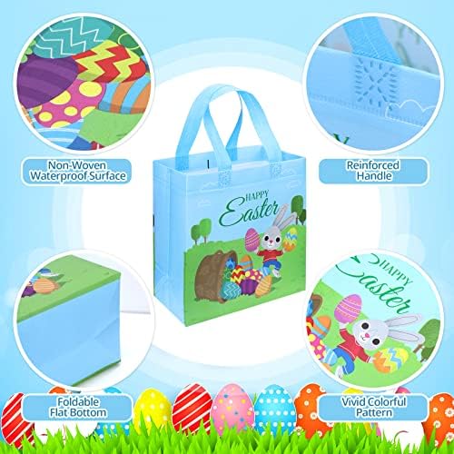 SelfTek 16 Опаковки, Пакети за Великденските подаръци с дръжки, Чанти за Лов на великденски яйца, Чанти за Великденски
