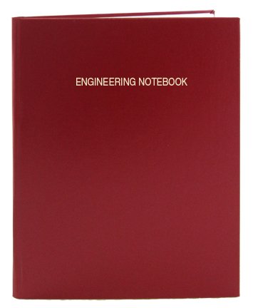 Червен инженеринг бележник BookFactory - 96 страници (формат на инженерната мрежа 0,25 инча), 8 7/8 x 11 1/4,