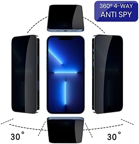 Защитно фолио за екрана Omnifense 4 Way 360 ° Privacy Glass, предназначена за iPhone 13 Pro [6,1 инча], 2 опаковки + Защитно фолио за обектива на камерата, 1 опаковка Защитно фолио за екран о?