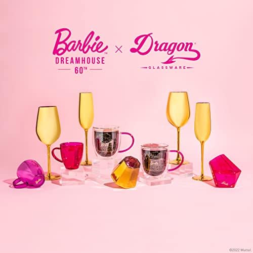 Стъклени чаши за еспресо кукли Барби x Dragon, колекция кукли Барби Dreamhouse, Розово и лилаво Чаши, Кафе чаши с двойни стени, по-дълго запазват напитките топли или студени,