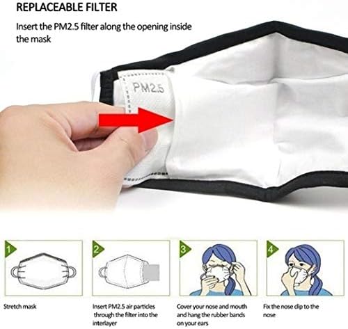 2 Опаковки Многократно памучна кърпа, за да кухина (Black Face Madks) + 10 бр Въглероден филтър Приятна Дишаща материя За защита на устата, стирающаяся