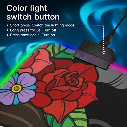 MNSRUU Геймърска подложка за мишка RGB - Голям led подложка за клавиатура с гладка, водоустойчива повърхност и неплъзгащи гумена