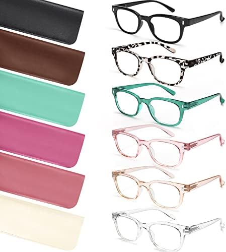 BLS СИНИТЕ Очила за четене за Жени/Мъже, Блокиране на Синя Светлина, Реколта Компютърни Очила За четене Срещу Мигрена/Напрежение в очите, 5 опаковки