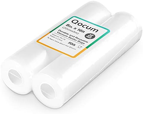 Вакуум опаковъчни торбички Qocum® в роли (2 ролка) 8 x 16 за консервиране на хранителни продукти, на Рула
