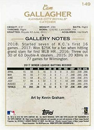 2018 Topps Gallery Бейзбол 149 Кам Галахър RC Нов Kansas City Рояли Официалната Търговска MLB карта