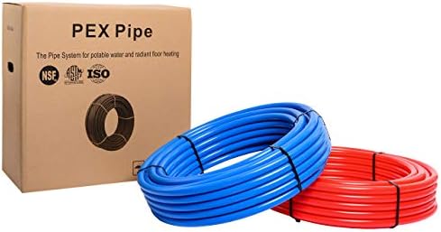 Pex-b Pipe1/2 инча (2x75 фута = 150 фута, червено и синьо) Комплект за самостоятелен монтаж, Запресоване Фитинг,