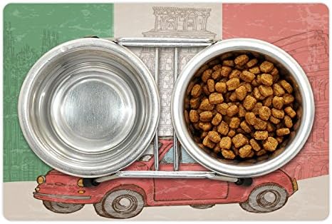 Foldout Подложка за домашни любимци с Италиански флаг за храна и вода, Туристическият обект кулата Популярна Европейска