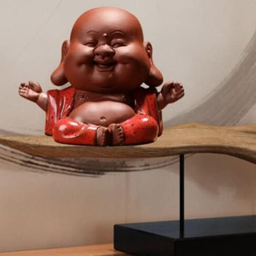 XIALON 8 см, Ръчно изработени Лилаво Глинена Статуетка на Буда Майтрейя Чай домашен Любимец Чай Кафе Чай Украшение