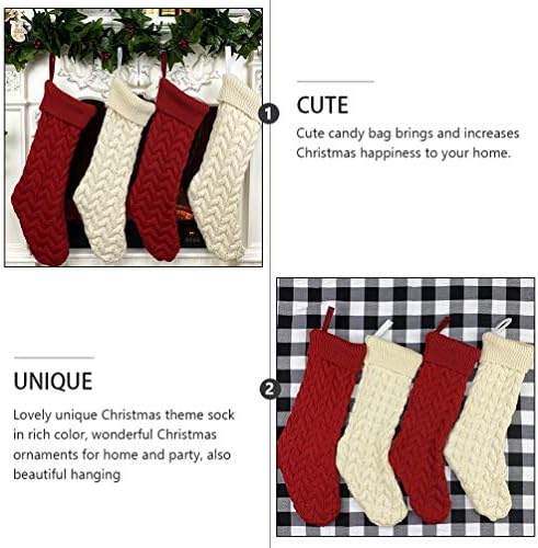 NUOBESTY Възли Чорапи, Коледни Чорапи, Цветни Възли Коледни Чорапи, Украса на Коледната Елха за Семеен Празничен Декор Бяла Туба Подаръци