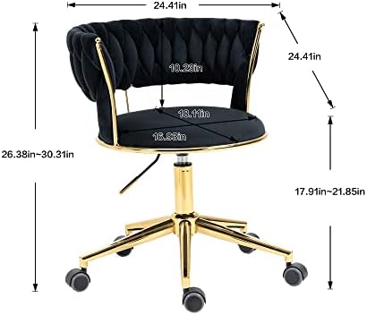 Velvet офис стол NIOIIKIT с облегалка изработени ръчно, се завърта на 360 ° и регулируеми по височина Работен стол,