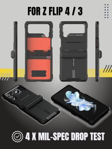 CaseBorne V е Съвместим с Samsung Galaxy Z Flip 4 Case / Flip Case 3 - Здрав защитен калъф с полуавтоматично откидыванием, многослоен