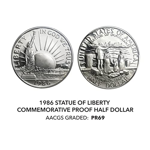 Айде статуята на Свободата 1986 г. с доказателство за AACGS в полдоллара