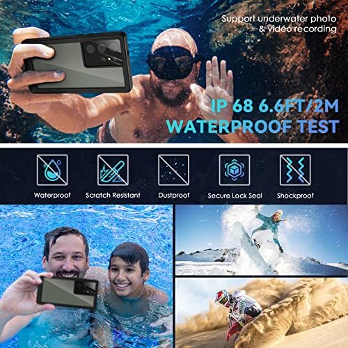 Калъф CloudValley за Samsung Galaxy S23 Ultra Водоустойчив, с вградена камера и защитно фолио за екрана [IP68 под вода] [Прахоустойчив], пълна защита Сверхпрочный устойчив на удари бро