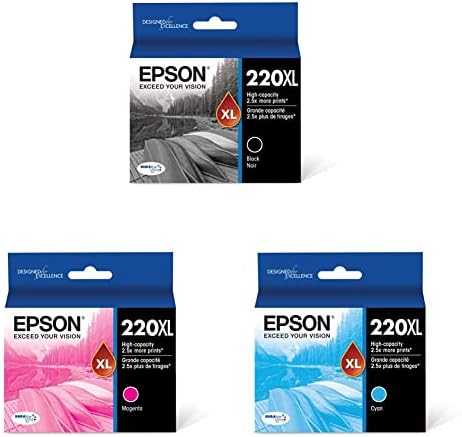 Мастило Epson T220 DURABrite Голям капацитет Черни и Epson 220XL Лилаво Възстановени висок капацитет in и сини мастила