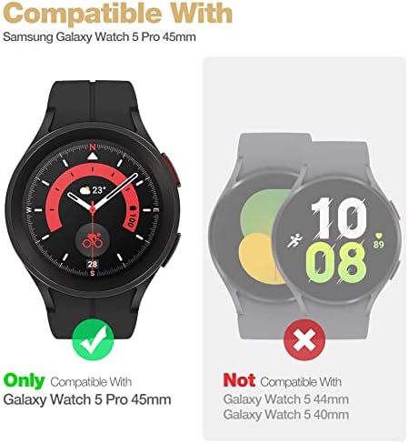 Каишка Dexnor за Galaxy Watch 5 Pro с корпус 45 мм (2022), [Вграден регулируема каишка и релефна рамка] Здрав удароустойчив калъф военни клас с каишка за Samsung Watch 5 Pro-45 мм За жени и мъ?