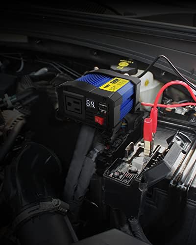 FUSTE Инвертор мощност 150 W, автомобилен Преобразувател на постоянен ток в променлив със Съединителя и Два порта USB