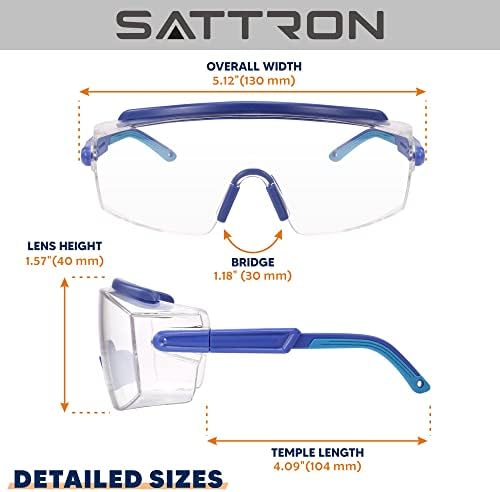 Защитни очила SATTRON на Върха на очила, Лабораторни очила за мъже и жени, Регулируема Защита на очите от замъгляване, Очила по рецепта, Защитни очила ANSI Z87.1 Против надр?