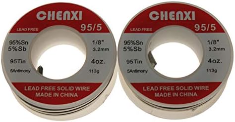 Плътна тел CHENXI 95/5 без съдържание на олово (2 опаковки), Олово95% - антимон 5%, отлична Припойная тел, диаметър 0,125