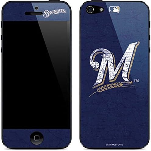 Изтъркан кожата MLB Milwaukee Brewers за iPhone 5 / 5s, Синьо