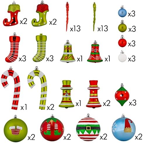 R ' N ' D Toys Набор от бижута с Елфите – Коледни Елфи, Нечупливи Топки и Елфските Висящи Украшения за елхи