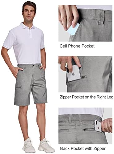 Мъжки къси панталони PULI за голф Hybrid Dress, Ежедневни Панталони-Чино, Стрейчевые, с Плоска предна част, Леки, бързо съхнещи, с Джобове