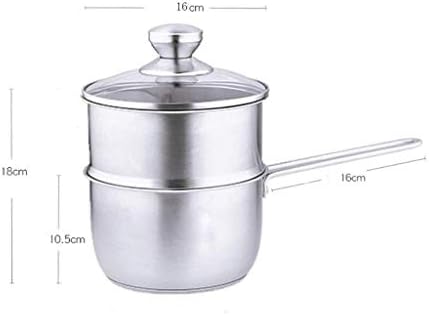 MGWYE Молочник от Неръждаема стомана, със Стъклен капак, Мини-Смазка за Различни сос, Сребрист (Размер: 18x34x8 см)