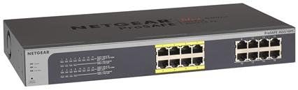 Мрежов комутатор NETGEAR JGS516PE-100NAS ProSafe Plus JGS516PE Ethernet с 16 портове - 8 x POE - 8 x RJ-45-10/100/