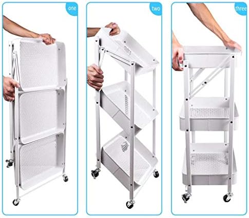 Кухненски рафтове QFFL Кухненска количка за багаж, 3-слойная Кошница за съхранение, Подвижни рафтове за съхранение с фиксирующимися