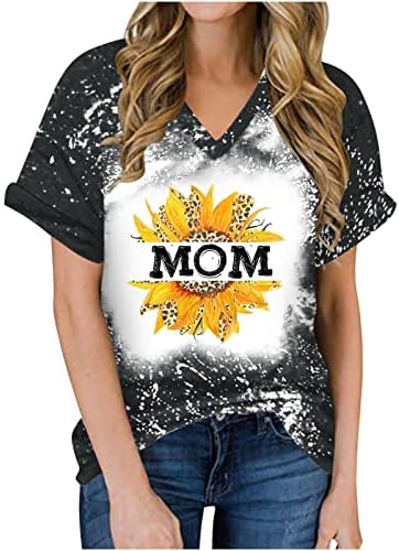 Тениски на Ден на Майката, за Жени, Скъпа Бейзболна Празнична Блуза за Мама, Лятна Туника с Равенство-Боя, Топ с Къс Ръкав и V-образно Деколте, Базова Тениска