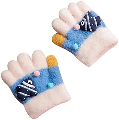 Qvkarw/Детски зимни ръкавици с анимационни герои, Зимни ръкавици за малки деца, ръкавици за момичета, Ръкавици за момчета, Ръкавици, ръкавици без пръсти за жени (Сив, ед