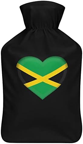 Бутилка с Гореща Вода във формата на Сърце с Ямайским Флага, Скъпа Гума Чанта за Топла Вода с Капак за Облекчаване