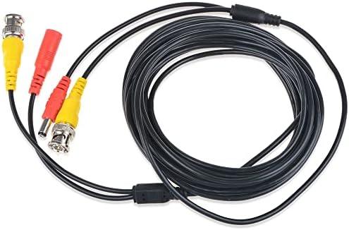 кабел kybate 25ft Black за видео и захранване BNC, Съвместим с камера за видеонаблюдение, Съвместим с камери Defender
